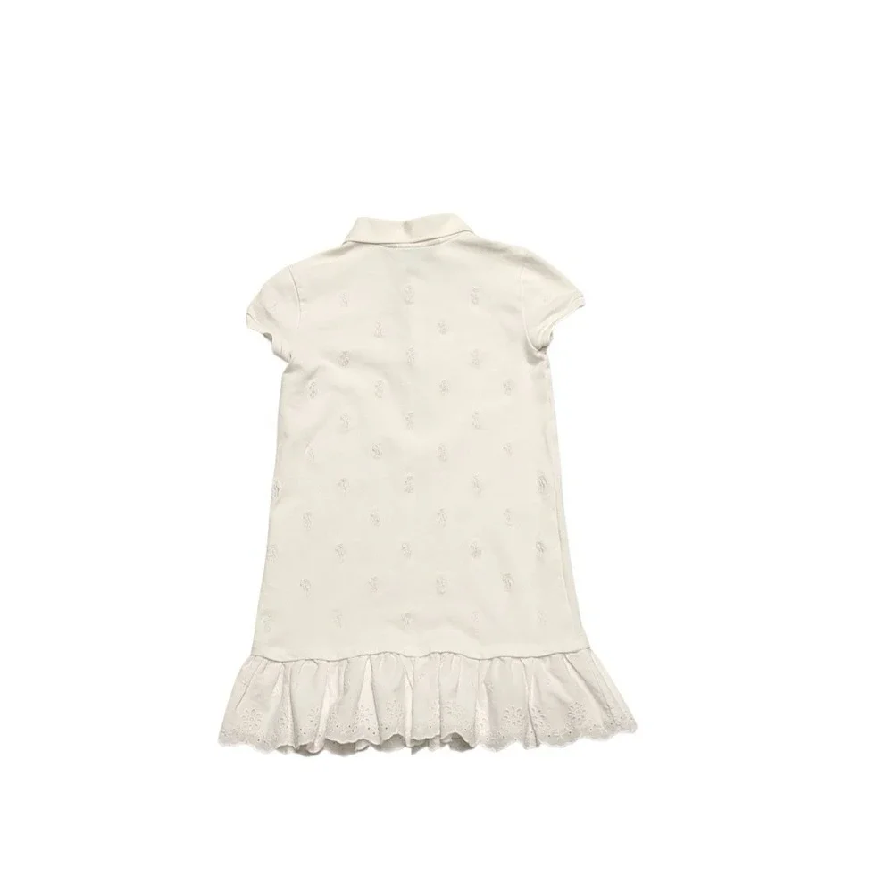 Ralph Lauren Girls Size 6X White Cotton Dress Short Sleeve